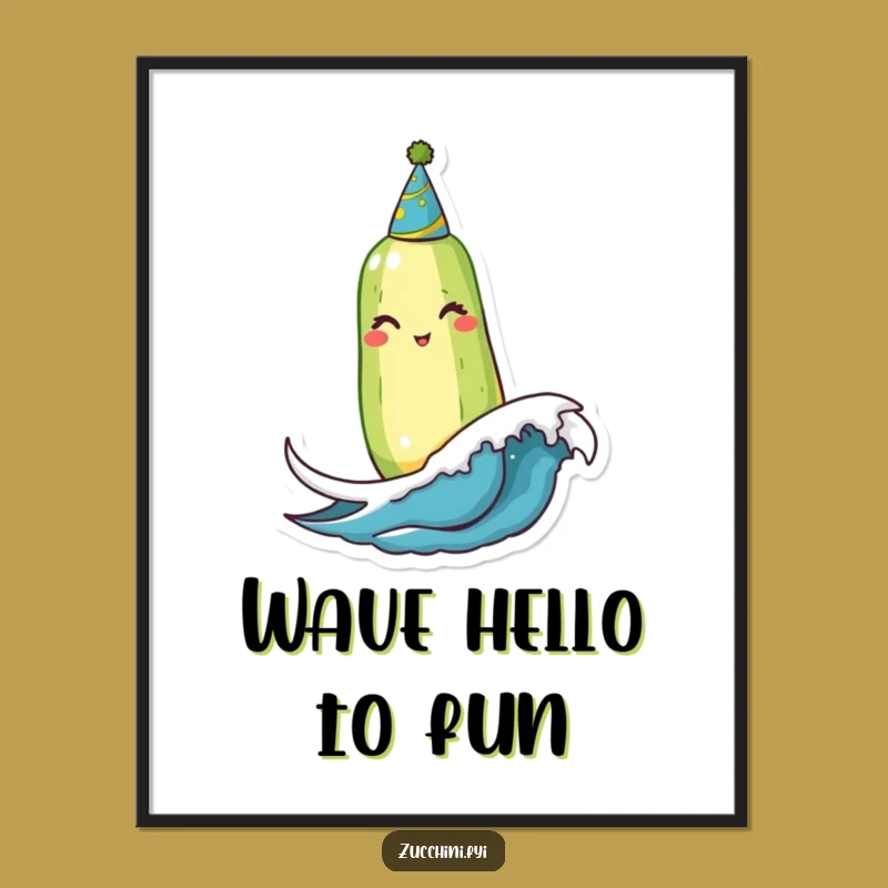 Funny Winking Zucchini Party Wave Poster: Bring Hilarious Veggie Art Home!