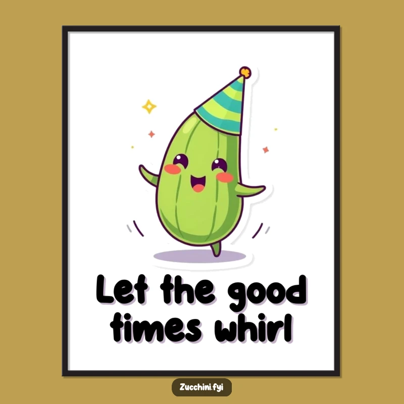 Funny Zany Zucchini Party Hat Spinning Poster - Vibrant Wall Art Gift