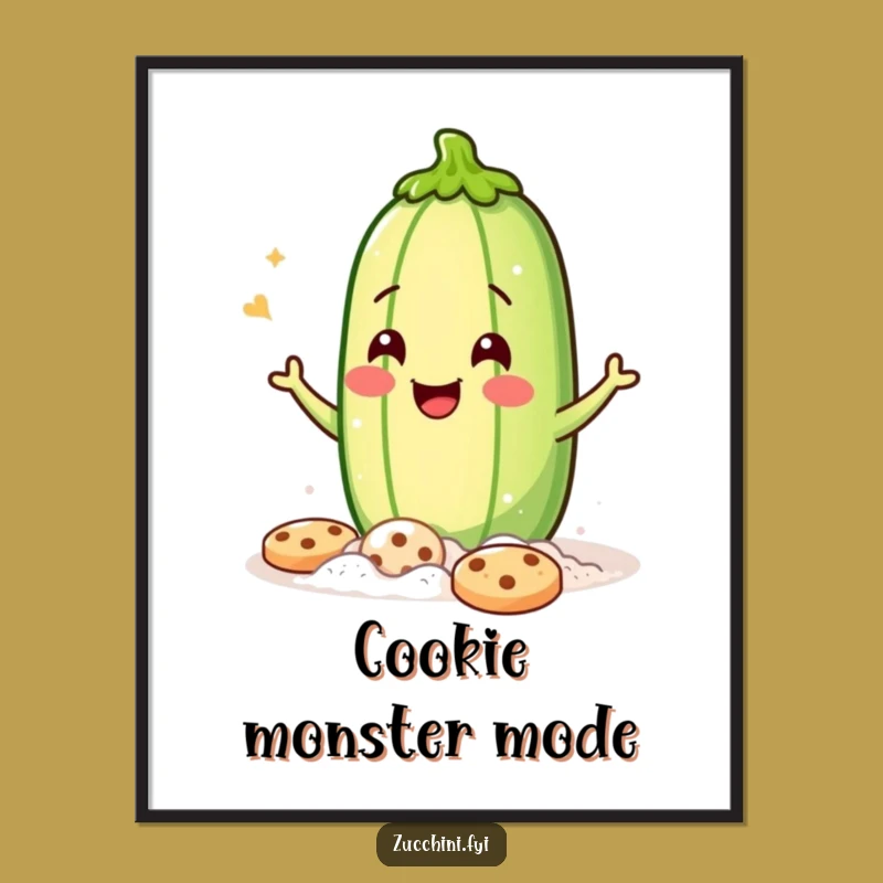 Funny Zucchini Baker Poster - Hilarious Cookie Making Art Print
