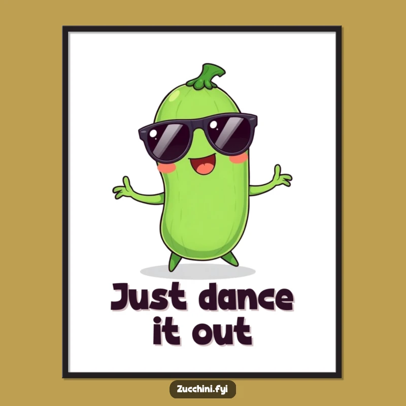 Funny Zucchini Dance Poster: Groovy Wall Art Gift for Fun Spaces