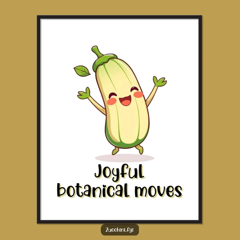 Funny Zucchini Poster: Joyful Dancing Veggie Wall Art, Perfect Humorous Decor