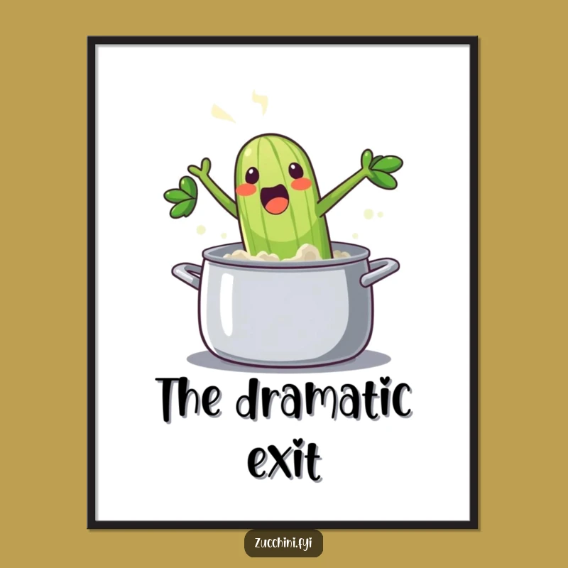 Funny Zucchini's Big Jump Poster: Hilarious Vegetable Wall Art