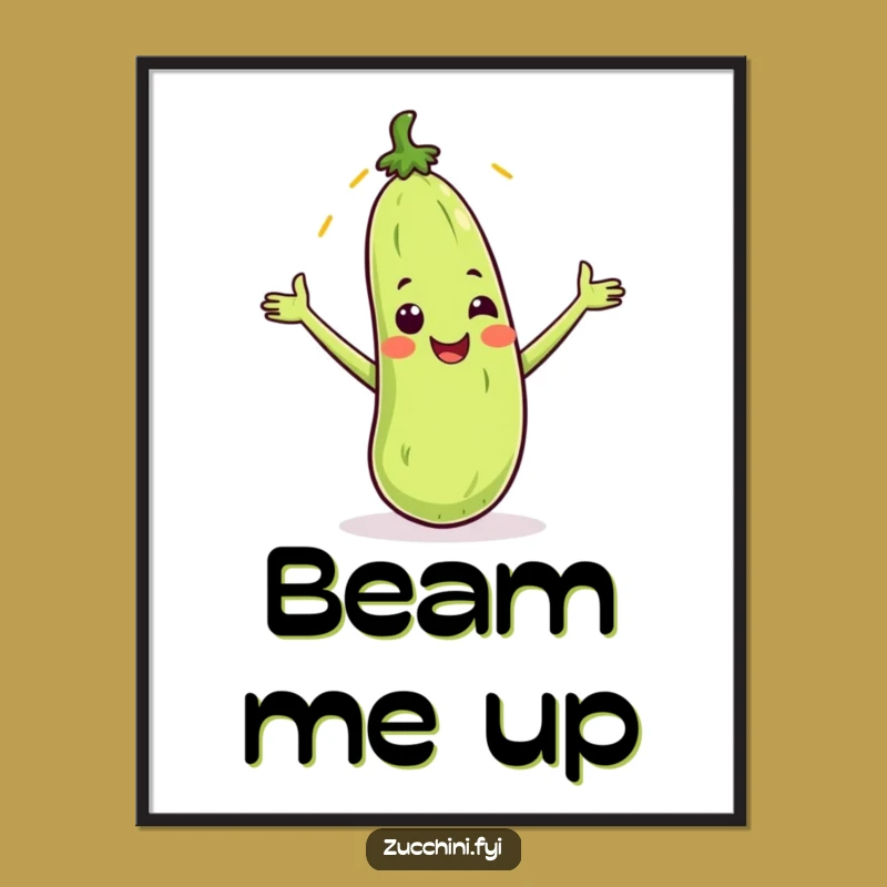 Funny Zucchini Sunbeam Poster: Happy Veggie Art, Perfect Sunny Decor & Humorous Gift