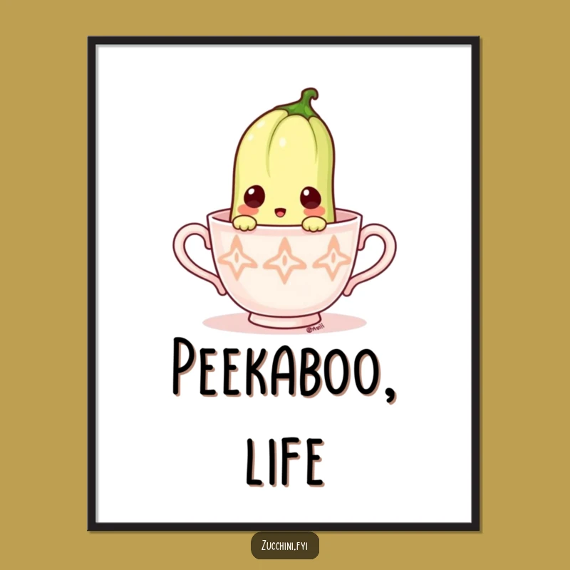 Funny Zucchini Tea Surprise Poster: Quirky Wall Art Gift for Amused Homes