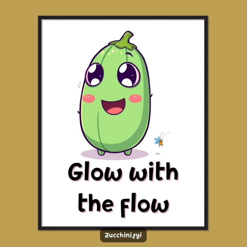 Funny Laughing Zucchini Poster: Nighttime Wonder Art Gift
