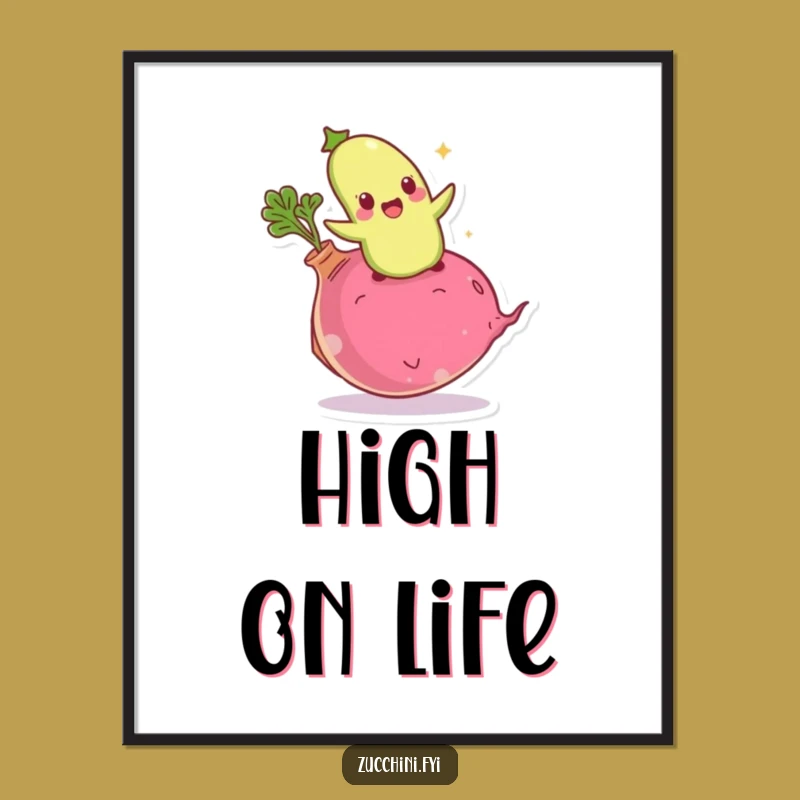Funny Giddy Zucchini Poster: Energetic Wall Art for a Playful Space