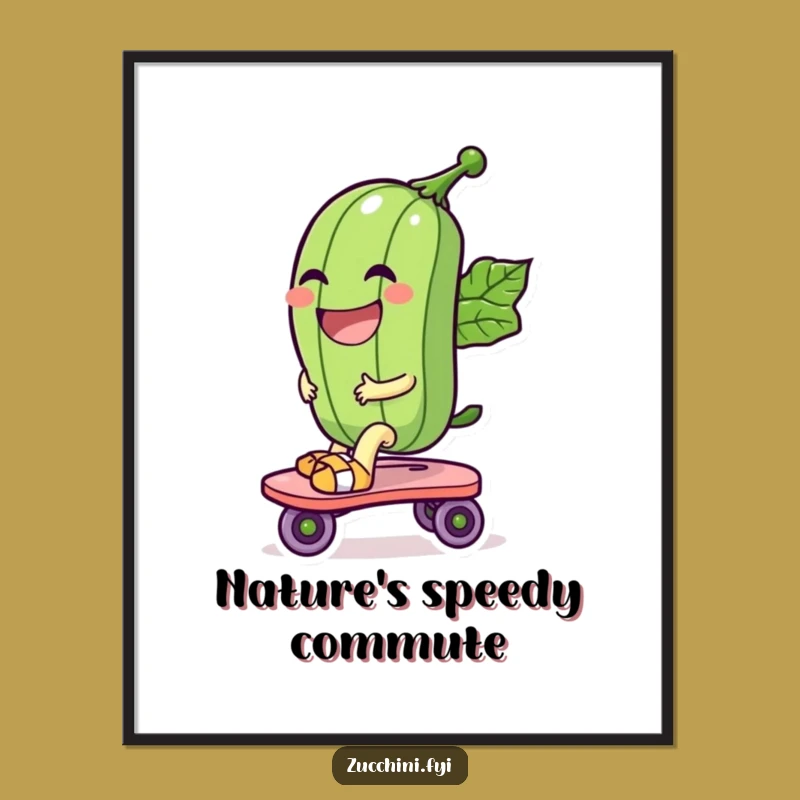 Funny Roller Skate Zucchini Poster: Add Zest to Your Walls
