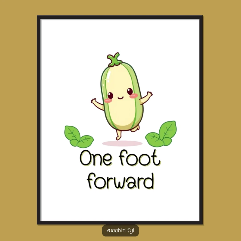 Funny Kawaii Zucchini Hop Poster - Joyful Veggie Art for Happy Wall Decor and Laughs