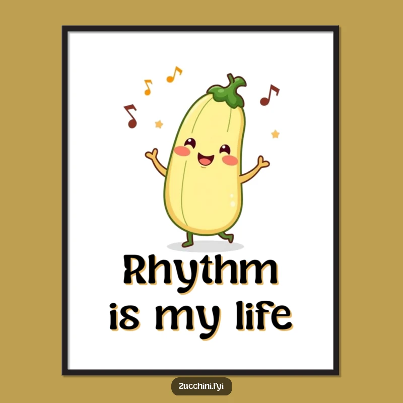 Funny Zucchini Jig Poster - Vibrant Vegetable Character Art for Humorous Decor