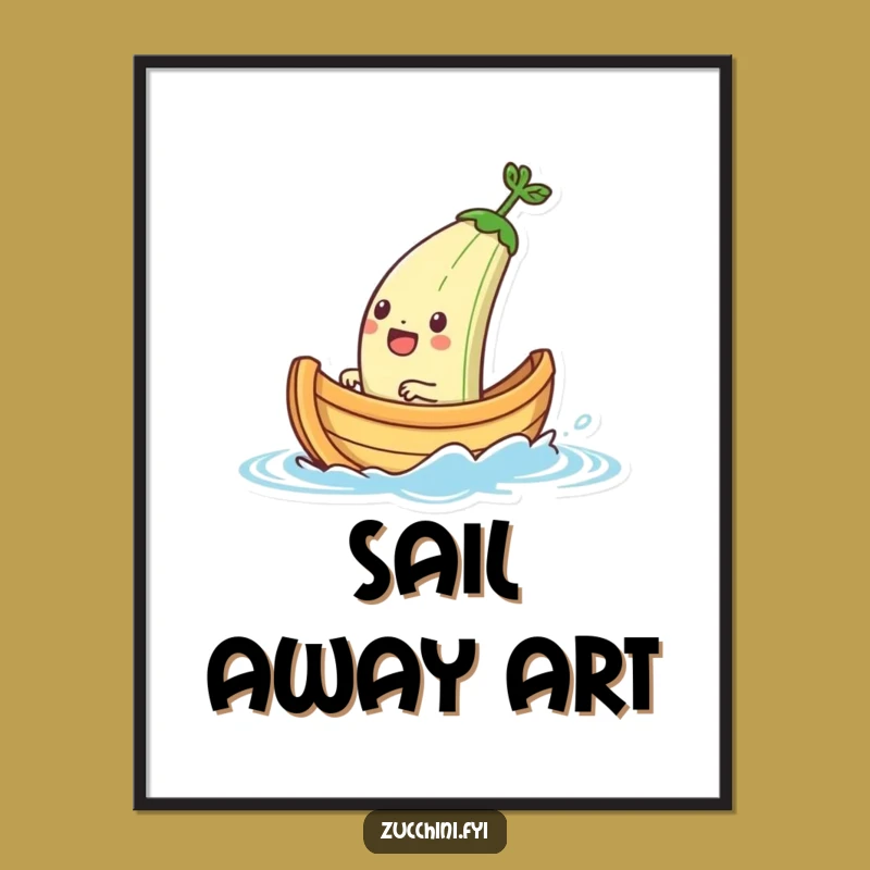 Funny Zucchini Boat Sailing Poster: Bring the Sea to Your Walls