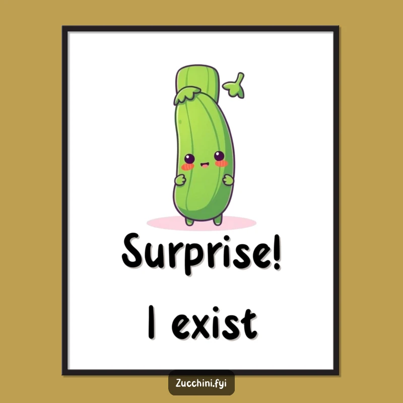 Funny Zucchini Exclamation Poster: Veggie Surprise Art - Hilarious Wall Decor