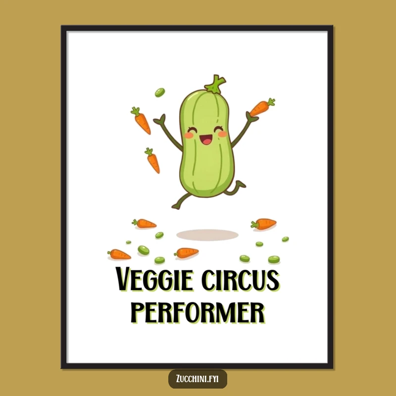 Funny Juggling Zucchini Poster - Joyful Veggie Art Print for Walls