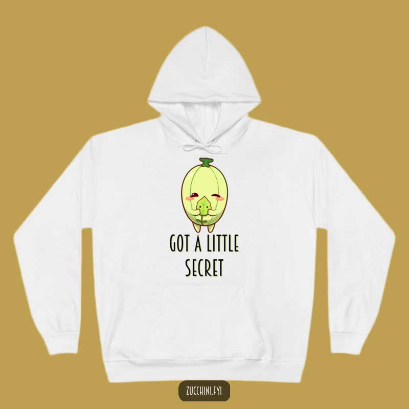 Funny Zucchini Wink Hoodie - Cozy Veggie & Leaf Design, Warm Gift