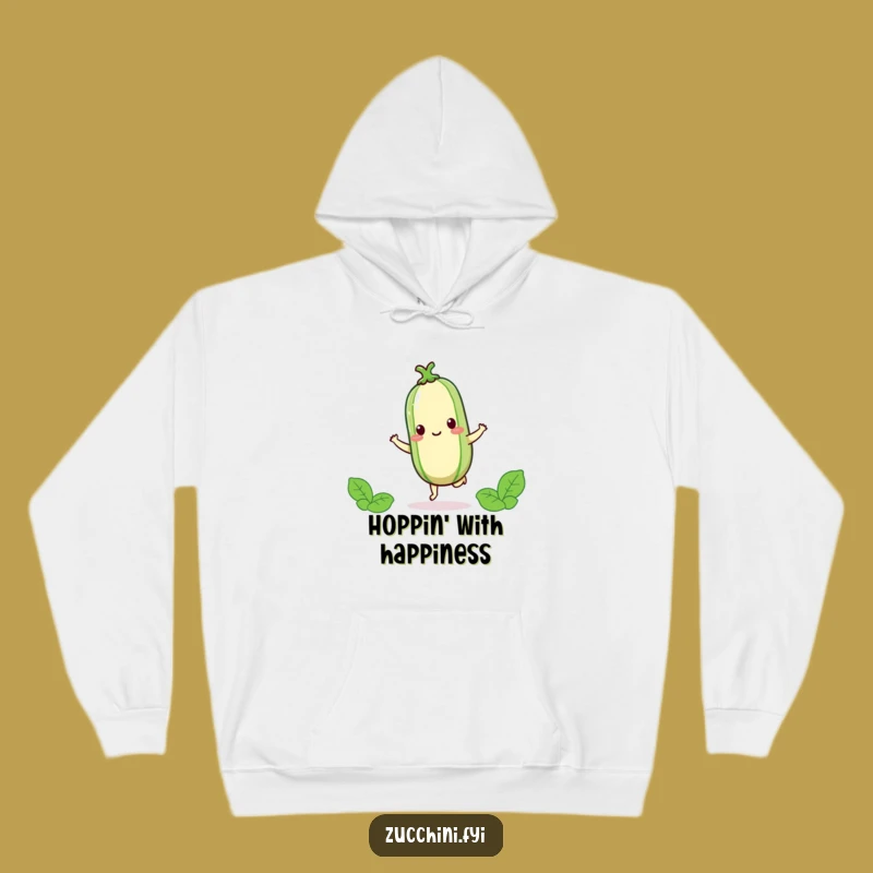 Funny Kawaii Zucchini Hop Hoodie - Cozy Joyful Veggie Sweatshirt for Happy Days
