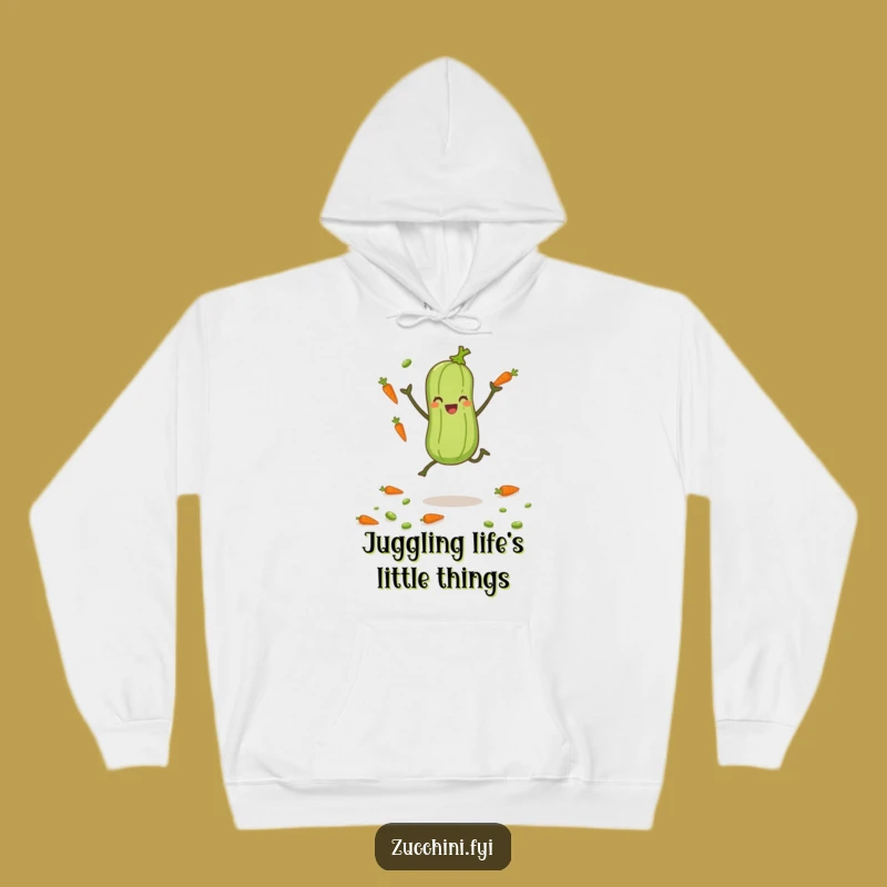 Funny Juggling Zucchini Hoodie - Cozy Veggie Playtime Sweatshirt