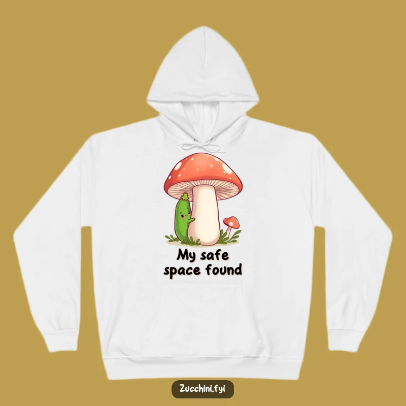 Funny Zucchini Hoodie: Cozy Shy Veggie with Mushroom Friend, Perfect Gift