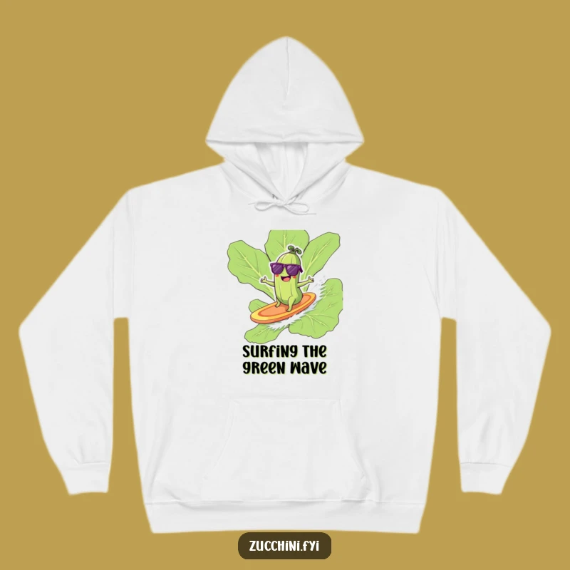 Funny Surfing Zucchini Hoodie - Cool Veggie Beach Sweatshirt