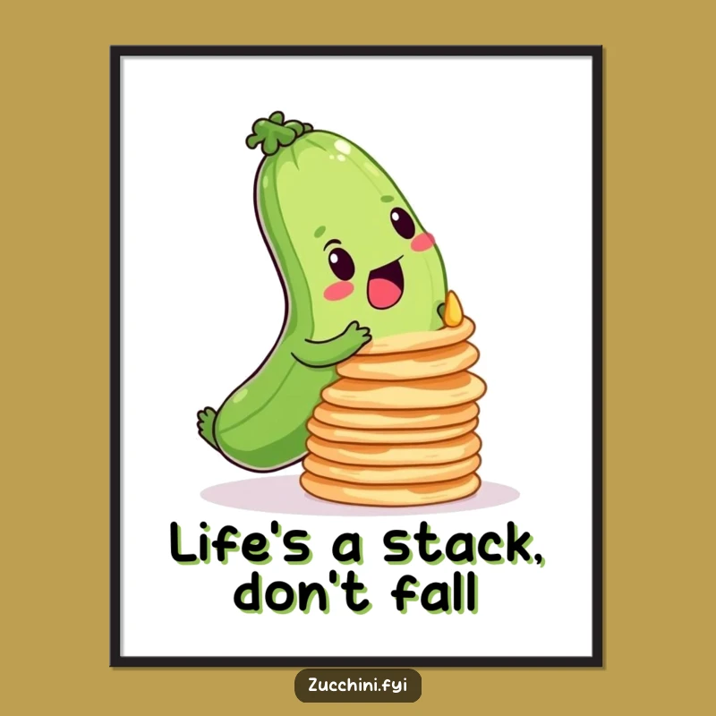 Free Printable Wall Art: Balancing Zucchini Stack - Quirky Veggie Downloadable Art Decor