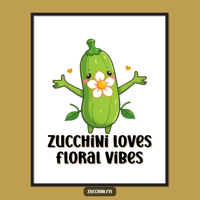 Free Printable Wall Art: Zucchini Hugs Flower Funny Downloadable Decor