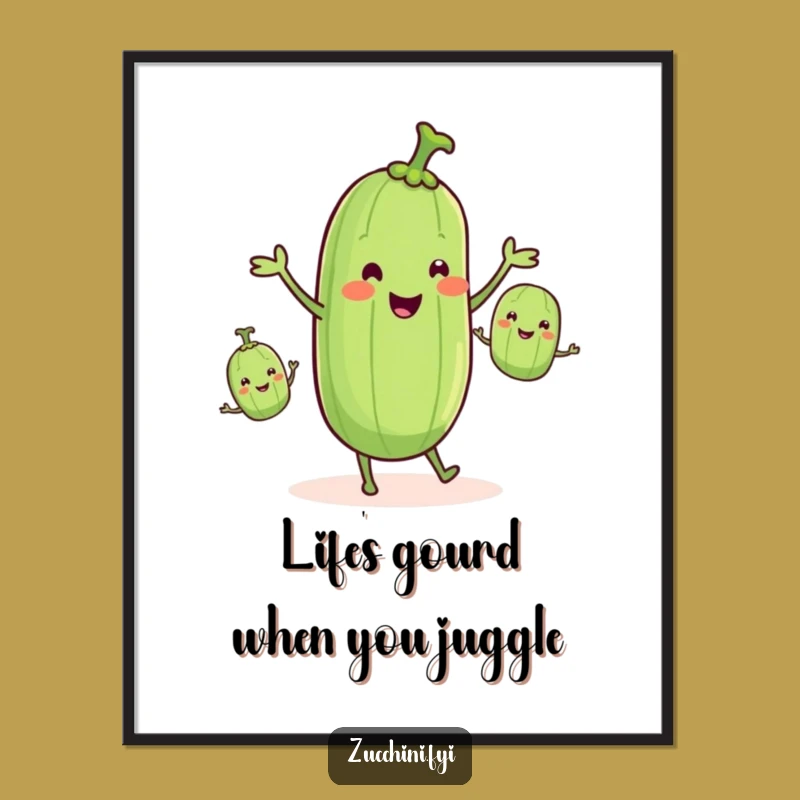 Free Printable Zucchini Wall Art: Juggling Veggie Decor, Whimsical Food Art, Funny DIY Gift