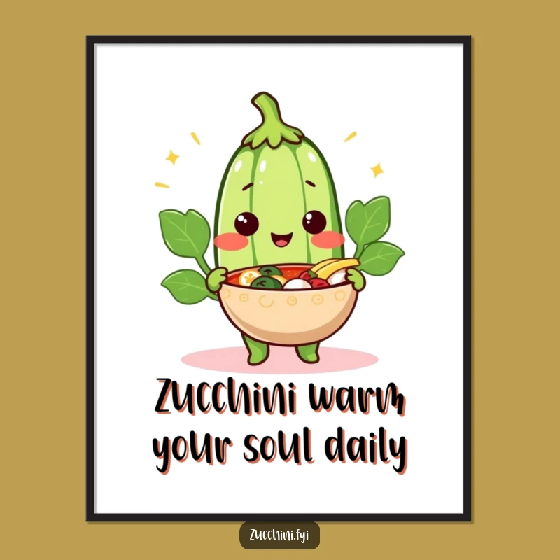 Funny Cheerful Zucchini Wall Art Free Printable - Cozy Downloadable Decor with a Humorous Touch