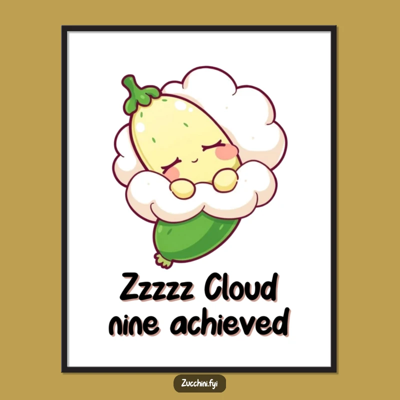 Funny Free Printable Zucchini Wall Art: Sleepy Cloud Dream Humorous Downloadable Art