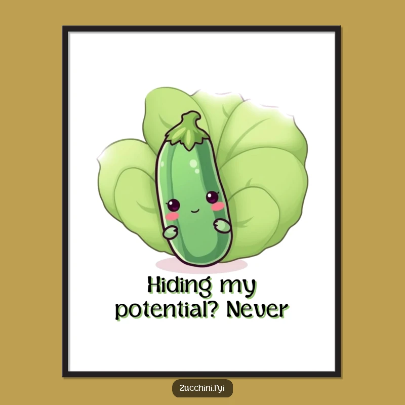 Free Printable Shy Zucchini Wall Art: Cute Kawaii Veggie Downloadable Home Decor