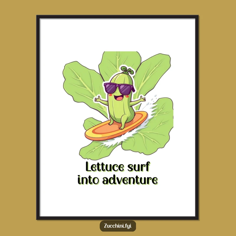 Surfing Zucchini Free Printable Wall Art: Funny Cool Decor - Downloadable Art Gift!