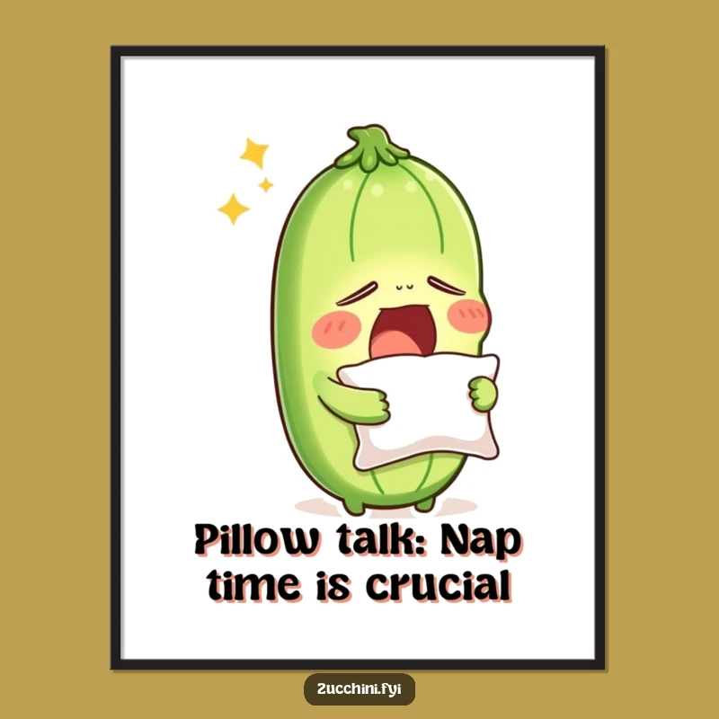 Free Printable Sleepy Zucchini Wall Art: Funny Yawning Veggie Downloadable Decor