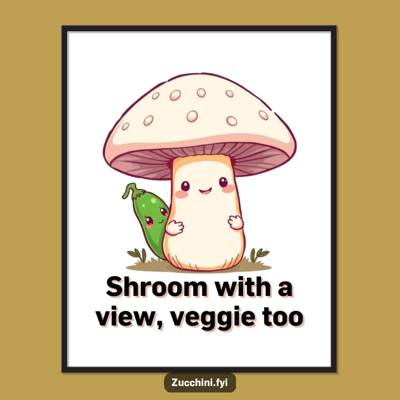 Free Printable Wall Art: Shy Zucchini Peeking - Whimsical Veggie Downloadable Art Decor