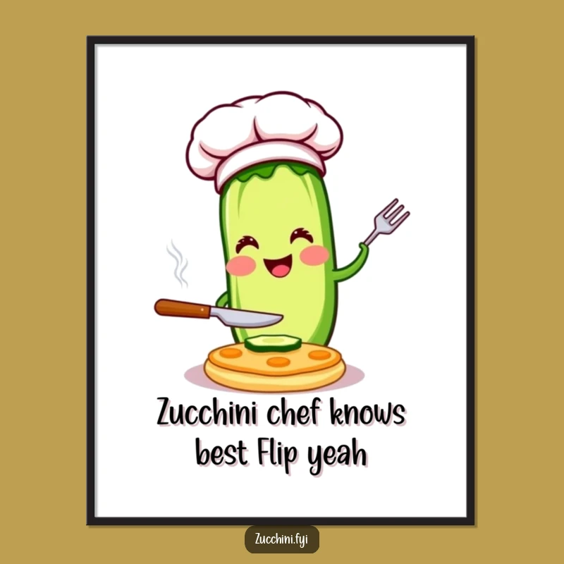 Free Printable Zucchini Chef Wall Art: Culinary Humor Decor Downloadable Art
