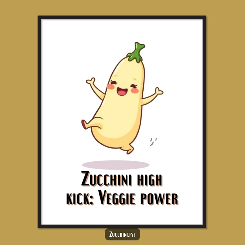 Free Printable Wall Art: Dancing Zucchini High Kick, Funny Downloadable Decor