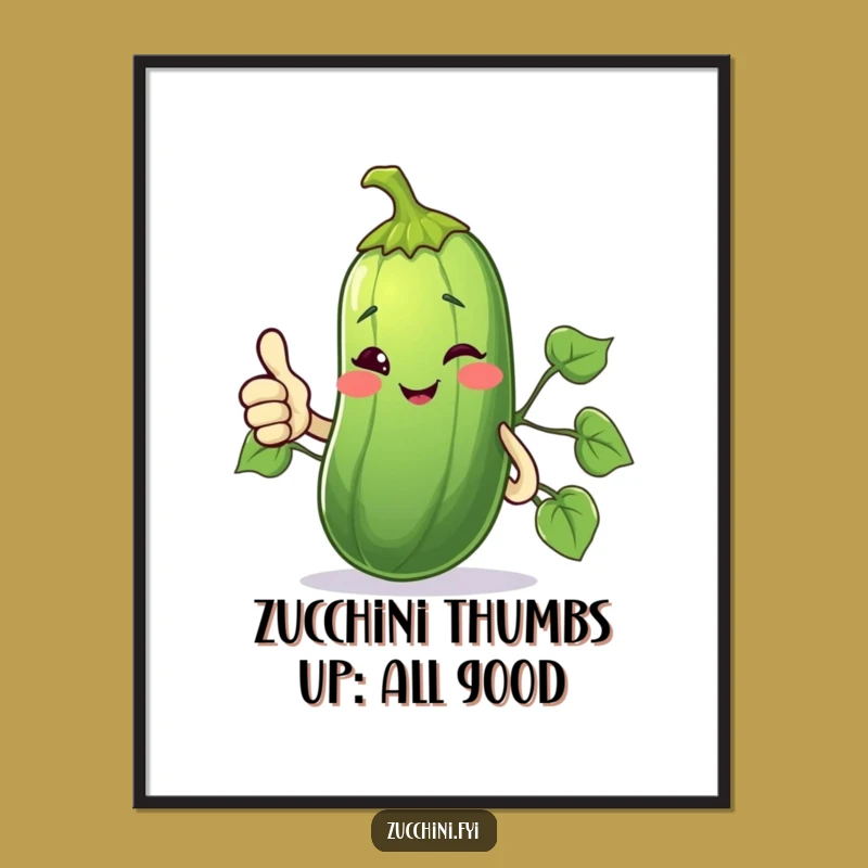 Free Printable Wall Art: Winking Zucchini Thumbs Up, Funny Downloadable Quirky Decor