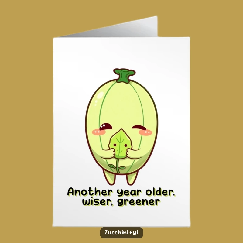 Free Printable Birthday Card: Winking Zucchini & Shy Leaf