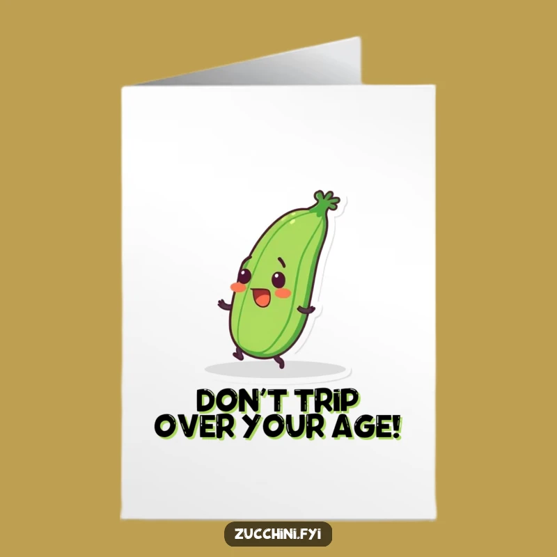 Free Printable Birthday Card: Tripping Zucchini - Funny Wobble Downloadable Humorous Gift