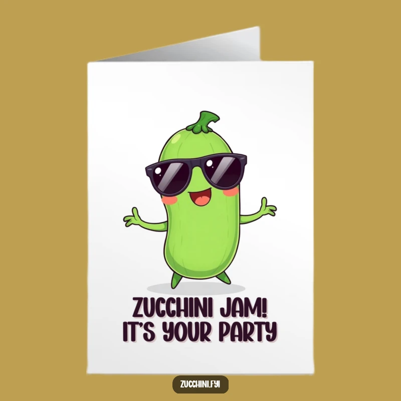 Free Printable Birthday Card: Dancing Zucchini Shades Humor Downloadable Gift