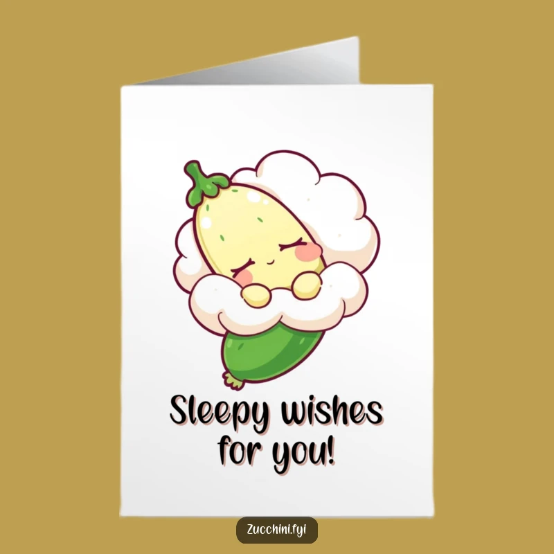 Free Printable Birthday Card: Sleepy Zucchini Cloud Dream Funny Downloadable Gift