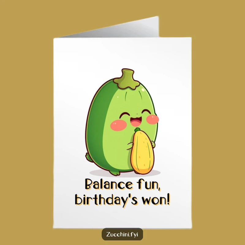 Free Printable Birthday Card: Zucchini Nose Balance - Giggling Downloadable Gift!
