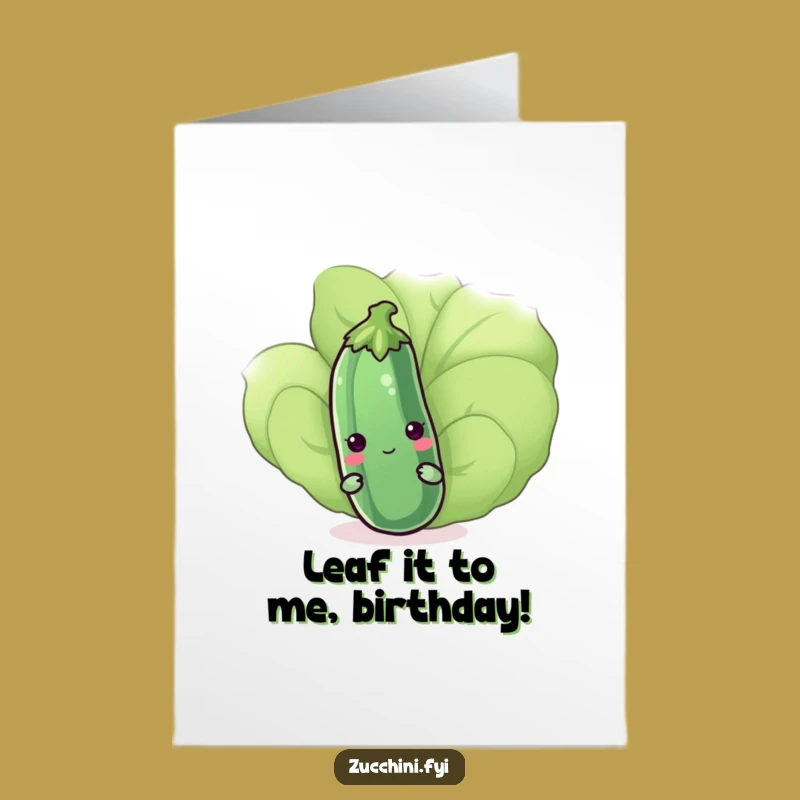 Free Printable Shy Zucchini Birthday Card: Cute Kawaii Veggie Downloadable Gift