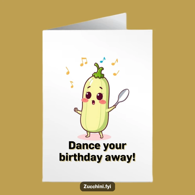Funny Free Printable Dancing Zucchini Birthday Card: Musical Merriment - Downloadable Gift!