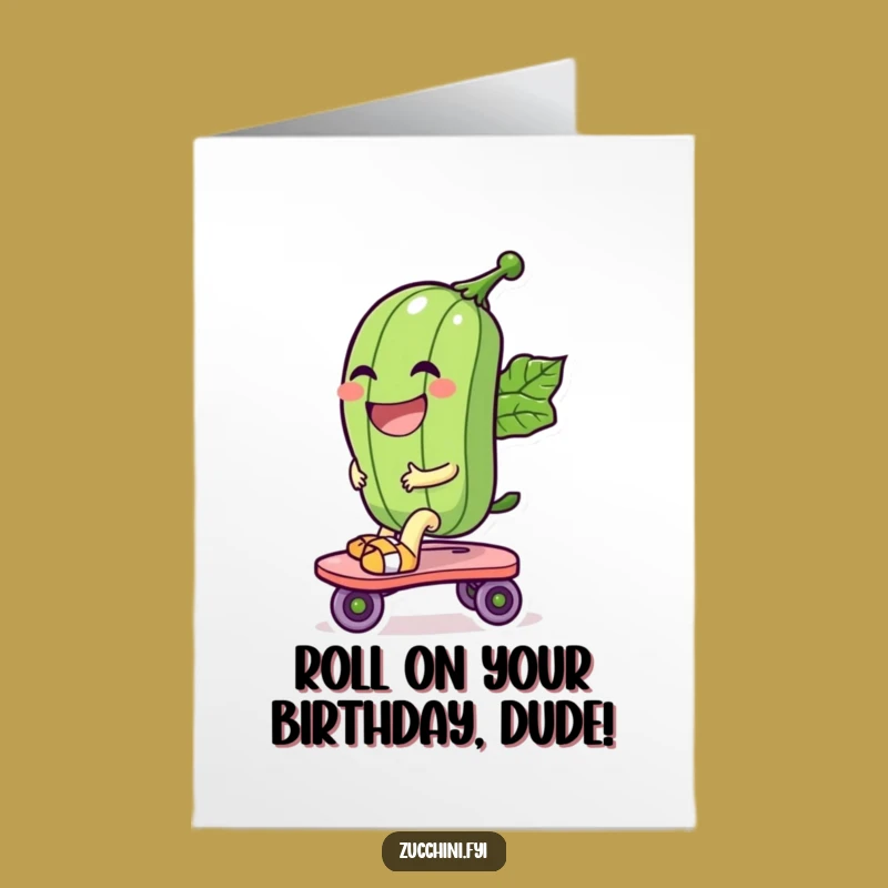 Free Printable Birthday Card: Roller Skate Zucchini Fun for a Hilarious Downloadable Gift!