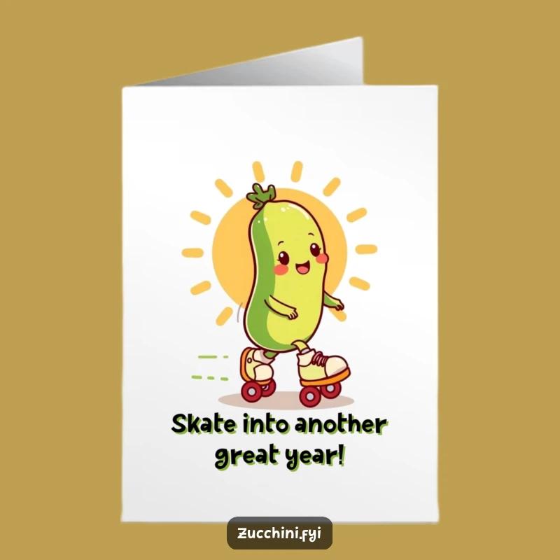 Free Printable Zucchini Skater Birthday Card: Funny Speedy Veggie Downloadable Gift