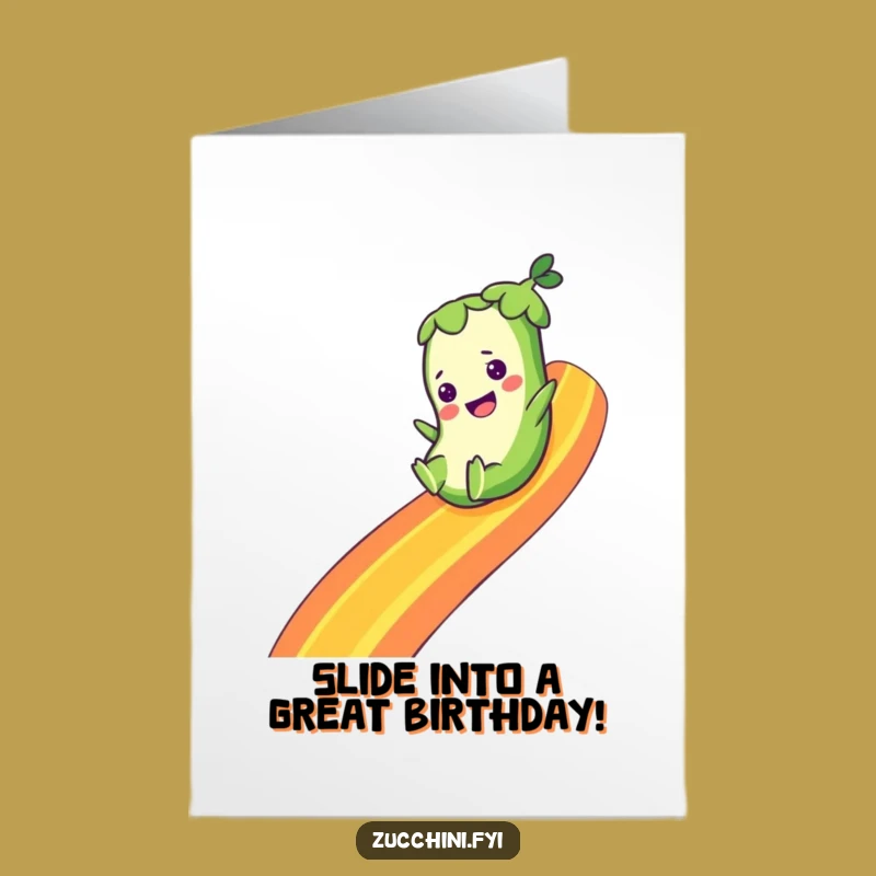 Free Printable Birthday Card: Zucchini Rainbow Slide Download for a Magical Celebration!