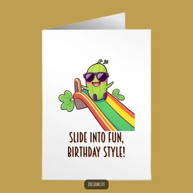 Free Printable Birthday Card: Zucchini Slides into Fun, Hilarious Downloadable Gift Idea