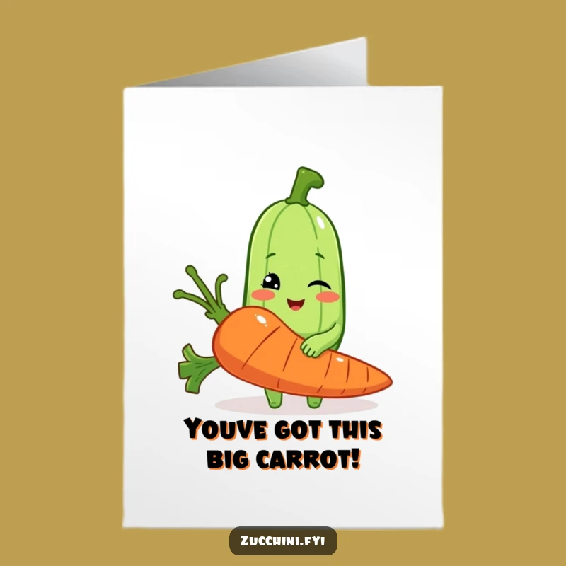 Free Printable Birthday Card: Zucchini Winks with Giant Carrot - Funny Downloadable Gift