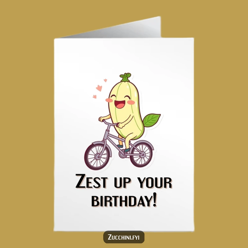 Free Printable Birthday Card: Zucchini Rides Bicycle