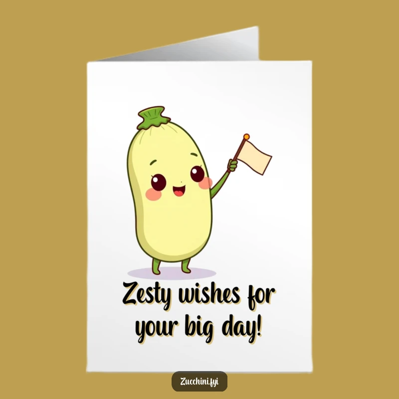 Free Printable Birthday Card: Happy Zucchini Waving Flag, Funny Downloadable Gift
