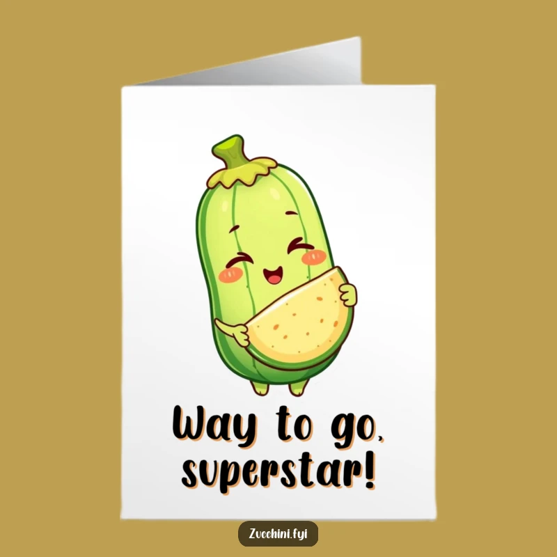 Free Printable Congrats Card: Winking Zucchini Slice, Humorous Celebration