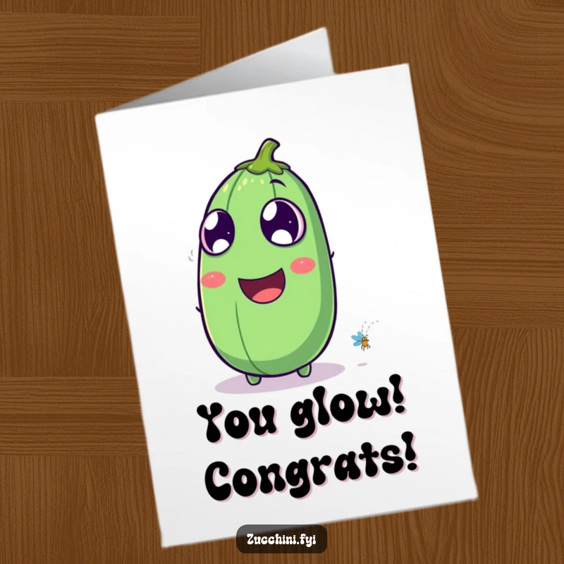 Funny Free Printable Congrats Card: Zucchini cracking up at a firefly, a hilarious downloadable for spreading cheer.