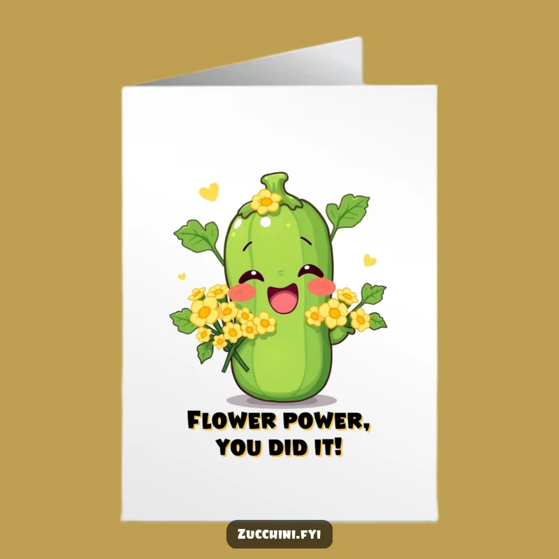 Free Printable Congrats Card: Zucchini Pose - Humorous Flower Bouquet Downloadable Gift!